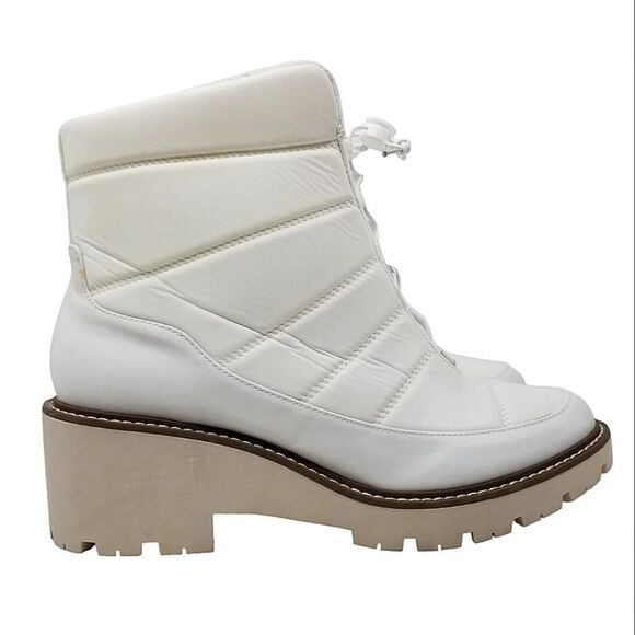 Blondo Daisy  Waterproof Lug Sole Boot in White Nylon - Picture 3 of 16